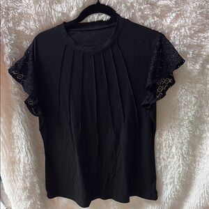 Chic Black Lace Sleeve Blouse